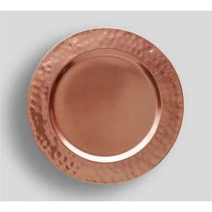 Plato de cobre metálico hecho a mano para restaurante, hotel, catering, banquete de boda, decoración de mesa de comedor, base para plato de servir. - Product Image 1