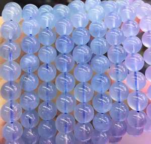 Cuentas de piedras preciosas de aguamarina azul natural sin tratar, cuentas redondas sueltas, medio hilo para la fabricación de joyas, manualidades DIY - Product Image 1