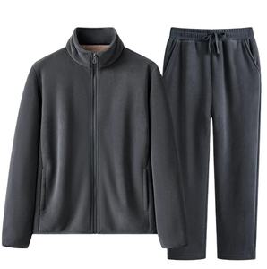 Ensemble deux pièces chaud d'hiver pour homme et femme, en polyester tricoté respirant, avec capuche et pantalon long, vêtements de sport décontractés, logo frontal, résistant au froid - Product Image 4