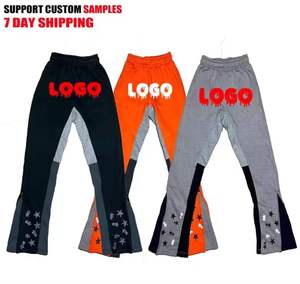 Pantalon de survêtement évasé personnalisé pour homme, 100% coton, avec bandes latérales noires - Product Image 5