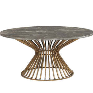 Mesa de centro redonda grande con acabado dorado para decoración de salas de estar y villas, mesa de centro de metal. - Product Image 2