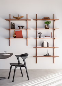 Étagère murale en bois minimaliste à 5 niveaux, fabriquée à la main, design rectangulaire moderne du milieu du siècle, décoration de salon, Madera Finekraft - Product Image 3