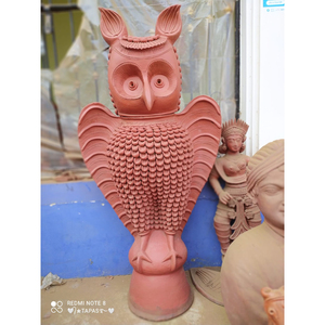 Escultura de búho de arcilla de alta calidad, decoración de oficina, de un exportador de la India, a precio de mayoreo. - Product Image 2