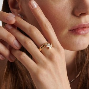 Women's 18K Gold Pear Lab Grown Diamond Engagement Ring for Women Open Bypass Ring Unique Gold Statement Ring for <b>Wedding</b> Rings - Product Image 6