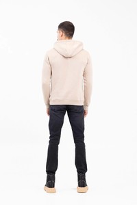Unisex Beige Hooded Sweatshirt Regular Fit 100% Cotton French <b>Terry</b> Casual Autumn Wear Anti-shrink Printed Front Logo Knitted - Product Image 2