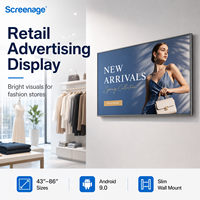 Display dinding sel terbuka 32-55 inci Android 9 OS 4K IPS 178, sudut pandang, opsi Upgrade sentuh 300-500 inci kecerahannya