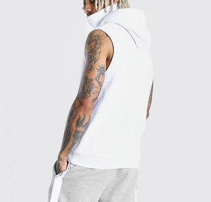 Sudadera con capucha de forro polar de algodón 100% personalizada con máscara de sherpa, nueva llegada, cuello con capucha extragrande para hombre, sin mangas - Product Image 5