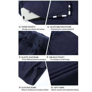 กางเกงขาสั้นออกกำลังกายผู้ชายคุณภาพสูง ผ้าฝ้าย 100% ลายเรียบ ปรับแต่งได้ สไตล์ไฮสตรีท ขายส่ง สีน้ำเงินกรมท่า ขายดี - Product Image 6