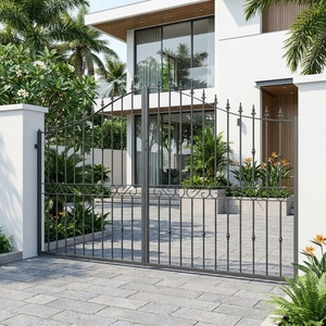 Puerta Batiente Manual de Hierro con Recubrimiento en Polvo Estilo Europeo, Duradera para Uso en Exteriores y Granjas, Diseño Tradicional, Fácil Instalación - Product Image 2