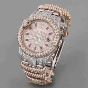 Montre pour homme de haute qualité, design bicolore, sertie de diamants VVS cultivés en laboratoire, en argent sterling 925 - Product Image 6