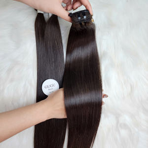 Extensions de cheveux naturels vietnamiens bruts de qualité supérieure, super double drawn, lisses comme des baguettes, couleur marron, 20 pouces, à bandes adhésives, du fabricant. - Product Image 5