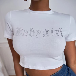 Custom Women Cropped T Shirts Summer 100% Cotton Breathable Quick Dry High Quality Custom Logo Loose Fit Short Sleeve Wholesale - Product Image 1