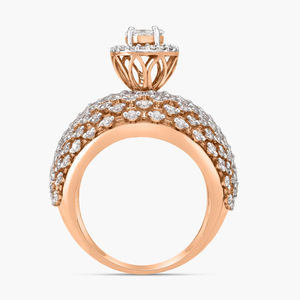 Luxury Rose <b>Gold</b> <b>Cocktail</b> <b>Ring</b> With Round Brilliant Cut Diamond For Women Engagement Jewelry - Product Image 3