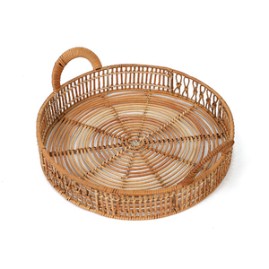 Venta caliente decoración del hogar biodegradable PC mimbre bandeja para servir con asas superior estándar tejido a mano cesta de servicio y almacenamiento - Product Image 4