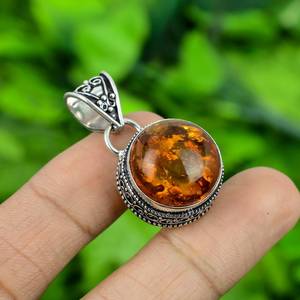 Pendentif Charme en Pierre Naturelle Vintage, Argent Sterling 925, Plaqué Argent/Or, Certifié par un tiers, Bijou Cadeau pour Femme et Homme - Product Image 5