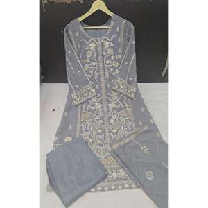 ผ้าจอร์เจียปักลายพื้นด้านล่างของงานล่าสุดมีสีเทา - Product Image 2