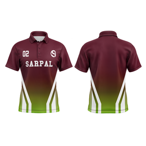 Polo à manches courtes pour homme personnalisé par sublimation, motif à pois dégradé rouge et noir, col rabattu, boutons, maillot sportif d'équipe - Product Image 3