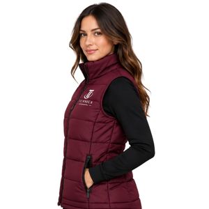 <b>Womens</b> Burgundy Red Quilted Puffer Vest Sleeveless <b>Winter</b> <b>Warm</b> <b>Jacket</b> Full Zip Stand Collar Padded Gilet With Zipper Pockets - Product Image 2