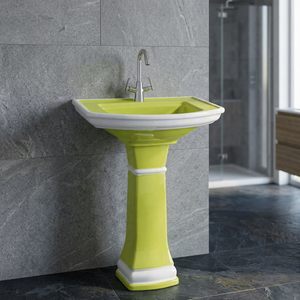 Lavabo Rectangular de Pedestal de Cerámica de Calidad de Exportación, Color Rojo, para Baño - Product Image 6