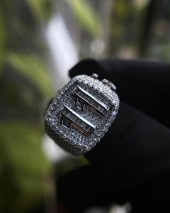 VVS Moissanite Baguette Diamond Custom Iced Out <b>Ring</b> 925 Sterling Silver Name <b>Ring</b> Hip Hop <b>Mens</b> Statement Jewelry - Product Image 1
