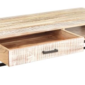 Mesa de centro grande de madera maciza de acacia blanca y acero con recubrimiento en polvo - Product Image 6