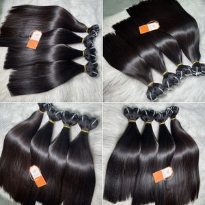 Black Bone Straight Brazilian Remy <b>Hair</b> Extensions for <b>Hair</b> Weaving Machine Double Weft Full Cuticle Aligned - Product Image 6