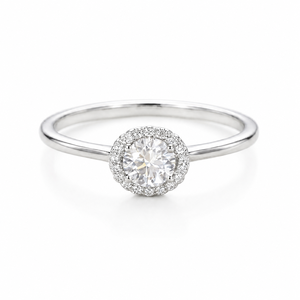 Classic Women's 925 Sterling <b>Silver</b> Engagement <b>Ring</b> Round Brilliant Cut Diamond Halo Moissanite <b>Solitaire</b> <b>Ring</b> - Product Image 1