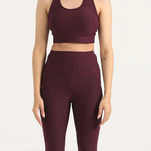Cotton Yoga Set <b>Women</b> Comfortable 2 Piece Gym Outfit Stretchable High Waisted <b>Leggings</b> Sports Bra Set - Product Image 4