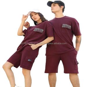 Ensemble court de luxe 2 pièces de marque pour l'été 2026, couleur unie, broderie Y3K, pour le sport et le fitness, grande taille, vente en gros - Product Image 6