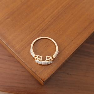 18ct Gold Cubic Zirconia Geometric Hexagon Link <b>Ring</b> for Women Modern Minimal <b>Statement</b> Design Wedding Party Daily Wear Fine - Product Image 5