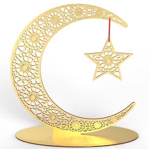 Décoration de l'Aïd : Panneau en bois en forme de lune (30 cm) – Art mural islamique pour la célébration du Ramadan Kareem et de l'Aïd – Panneau lune Ramadan Mubarak - Product Image 3