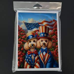 All American Poodle Whimsical A7 Tarjetas de felicitación Paquete de 8 tarjetas de notas en blanco con sobres Tamaño 5x7 - Product Image 3