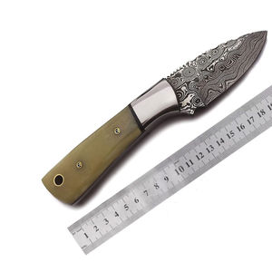 Cuchillo desollador de acero de Damasco con hoja duradera, herramienta de supervivencia para exteriores, cuchillo para desollar de acero de Damasco - Product Image 1