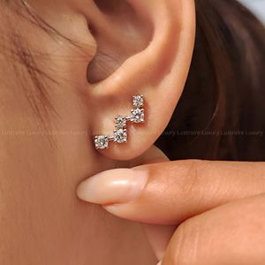 Immaculate White <b>Gold</b> <b>Screw</b> <b>Back</b> Lab Grown Diamond Flower Shaped Stud <b>Earrings</b> 0.85 TCW 950 Platinum Gifts - Product Image 3