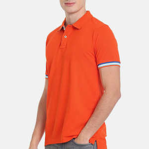 Camisa Naranja Personalizada para Hombre |   Ribete en contraste, manga corta, transpirable, de secado rápido |   Piqué de Algodón Premium para Venta al Por Mayor Casual - Product Image 2