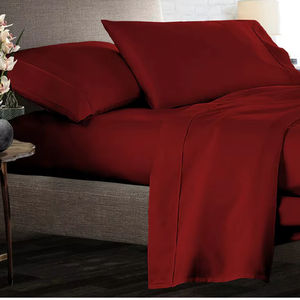 Juego de Sábanas de 4 Piezas para Cama Queen Size, 400 Hilos, Color Borgoña, Fabricante Indio – Ropa de Cama Moderna, Cómoda, Transpirable y Elegante - Product Image 1