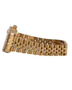 Montre mécanique de luxe en acier inoxydable avec cadran rose intégral et bracelet hip-hop serti de pierres pour hommes - Product Image 2