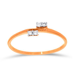 Luxury Rose Gold Open End Diamond <b>Ring</b> for Women Minimalist Two Diamond Band Delicate Everyday <b>Fine</b> Jewelry Gift for Her - Product Image 1