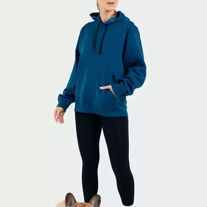 Sweat-shirt à capuche surdimensionné pour femme, couleur unie, 100% coton molletonné, manches longues, respirant, pour l'automne - Product Image 3