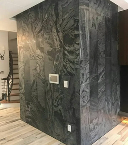 Ardoise naturelle argentée brillante avec bords sciés pour revêtements muraux et applications décoratives intérieures - Product Image 4