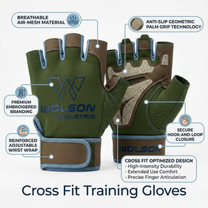 <b>Athletic</b> Half Finger Gym Gloves Breathable Grip <b>Support</b> for Workout Fitness Weightlifting and Exercise Training Sessions. - Product Image 4