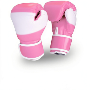 Guantes de Boxeo de Piel Sintética Rosa y Blanca con Cierre de Correa Ajustable en la Muñeca, Ligeros y Transpirables para Entrenamiento y Sparring Unisex - Product Image 1