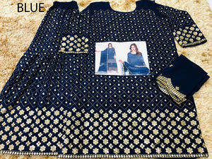 Última Moda en Ropa Étnica India de Invierno, Personalizable, para Fiestas y Bodas, Top Sharara Dupatta de Georgette con Bordado Reversible - Product Image 5