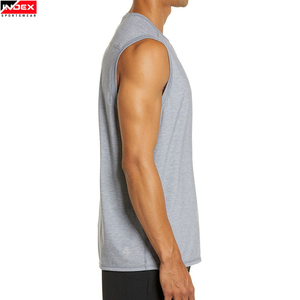 เสื้อกล้ามผู้ชาย INDEX คอกลม สีเทาล้วน ผ้าถัก แห้งเร็ว ทรงสปอร์ต เหมาะสำหรับออกกำลังกาย ผลิตจากโพลีเอสเตอร์ - Product Image 3