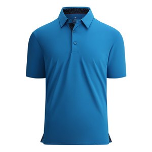 Solid Color Wholesale Knitted Breathable Golf Shirts Regular Fit Short Sleeve <b>Turtle</b> <b>Neck</b> High Stretch Anti-Wrinkle Polyester - Product Image 3