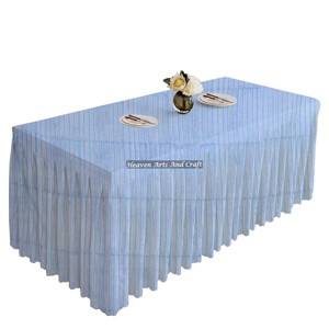 Nappe plissée en coton rectangulaire bloc à la main Design imprimé Table à manger tissu doux et durable pour la cuisine et le jardin en gros - Product Image 3