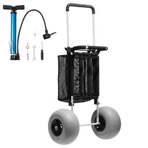 Carrello Pieghevole da Spiaggia con Ruote Grandi 29.9" X 15.4" Pianale di Carico 12" Ruote a Palloncino Capacità di Carico 165LBS Attrezzatura per Campeggio e Spiaggia - Product Image 1