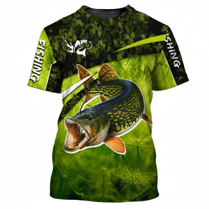 Camiseta de Pesca Shan 100% Poliéster con Logotipo Personalizado, Unisex, Cuello Redondo, Protección UPF 50, Transpirable, Secado Rápido, 180g, Impresión Digital - Product Image 1