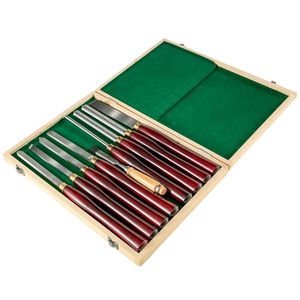 Kit de 8 ciseaux de tournage pour bois avec lames en acier HSS, outils de tournage pour le travail du bois dans un coffret de rangement en bois pour racines de bois - Product Image 5