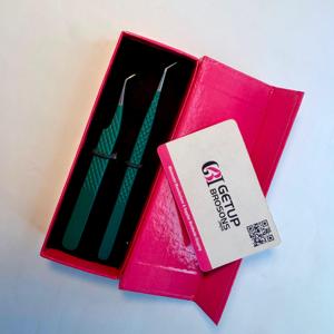 แหนบต่อขนตา Getup Brosons Impex 45 องศา สีเขียว สแตนเลสสตีล ปลายสีโรสโกลด์ สำหรับต่อขนตาแบบวอลลุ่ม ความแม่นยำสูง ขนาด 10 มม. - Product Image 5